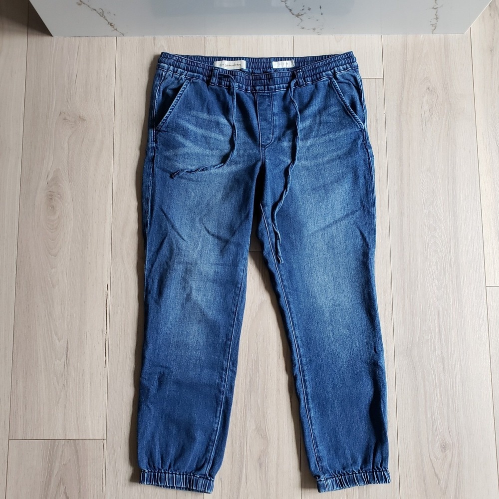 Anthropology Pants Womens M Blue Stretch Boho Denim Pilcro Letterpress Jogger